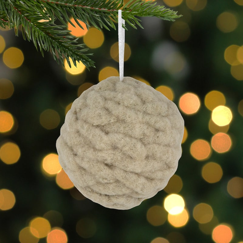 3.75" Woven Yarn Ball Hanging Christmas Ornament