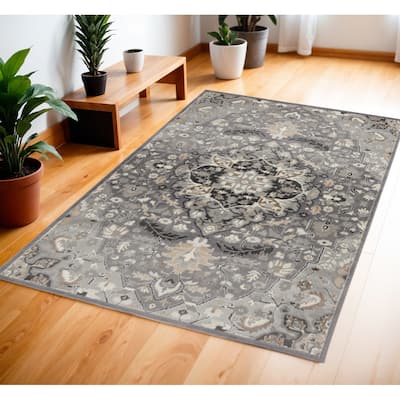 Floral Non Skid Stain Resistant Low Pile Area Rug - 72' X '48' X '0.25