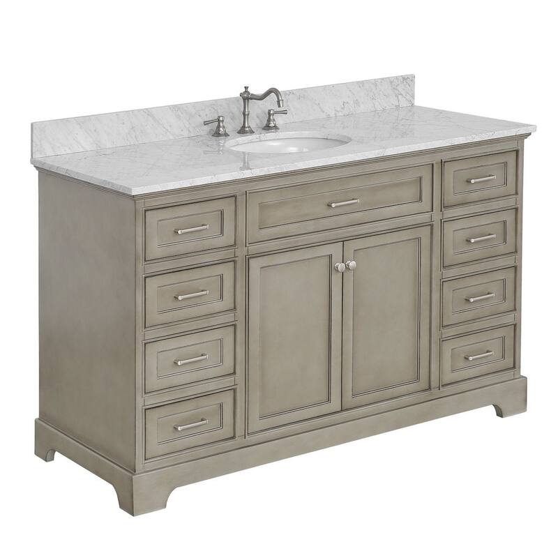KitchenBathCollection Aria 60" Single Bathroom Vanity with Carrara Marble Top