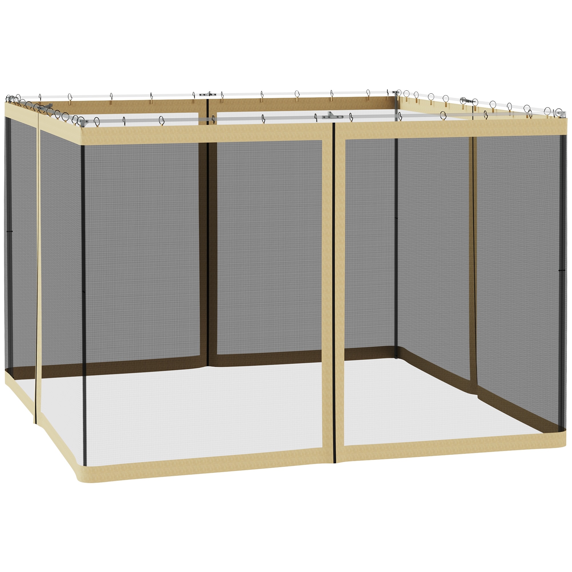 10x10ft Replacement Mesh Sidewall with Zippers for Gazebos & Canopy Tents - Beige