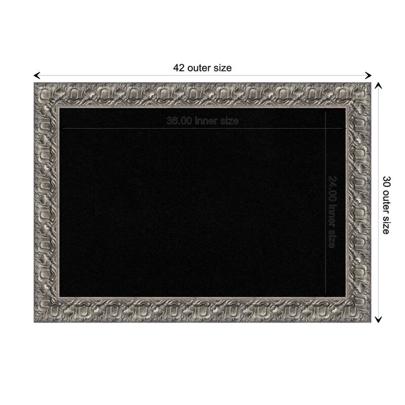 Silver Luxor Wood Framed Black Corkboard Bulletin Board - Board Size 36x24