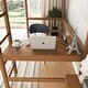 preview thumbnail 4 of 12, Twin Size Loft Bed Natural Bed Frame with Ladder, Guardrails, Underbed Desk, Teddy Fleece Fabric Headboard Footboard for Student