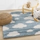 preview thumbnail 2 of 17, Kids Collection - Blue/Cream Clouds Area Rug