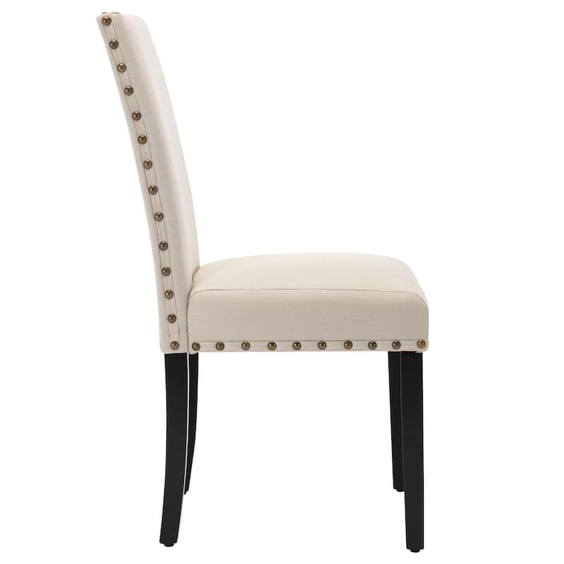 Fabric Upholstered Nailhead Trim Parsons Dining Chairs Set of 2