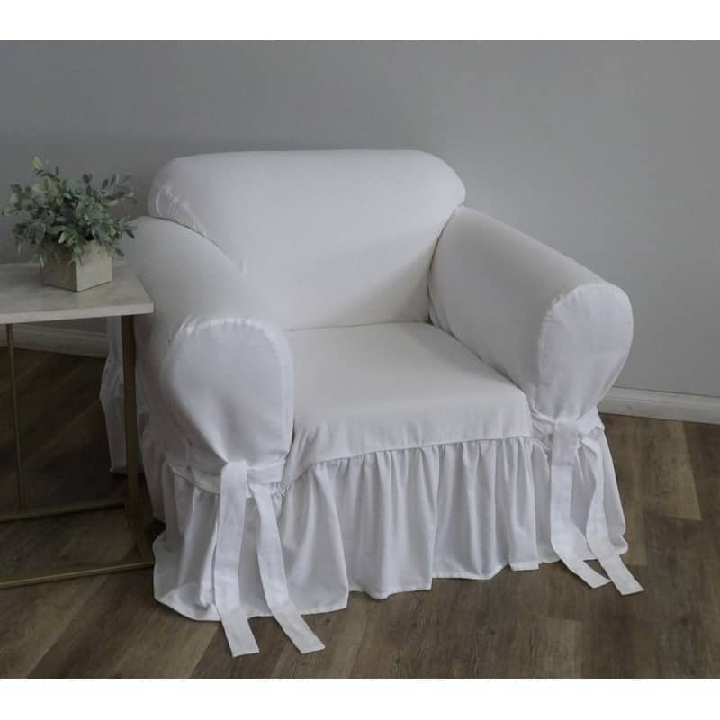 Ruffled Cotton Arm Chair Slipcover