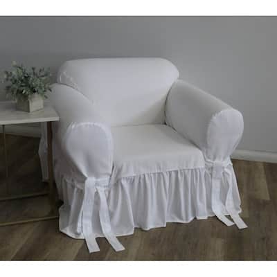 Ruffled Cotton Arm Chair Slipcover