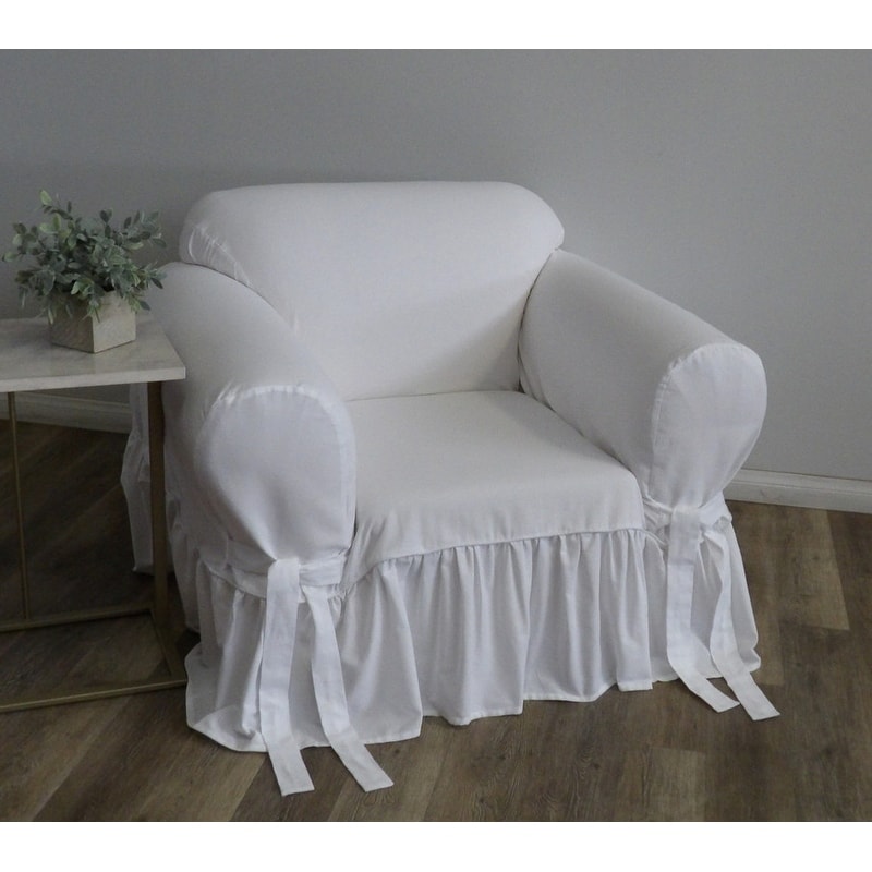 Ruffled Cotton Arm Chair Slipcover