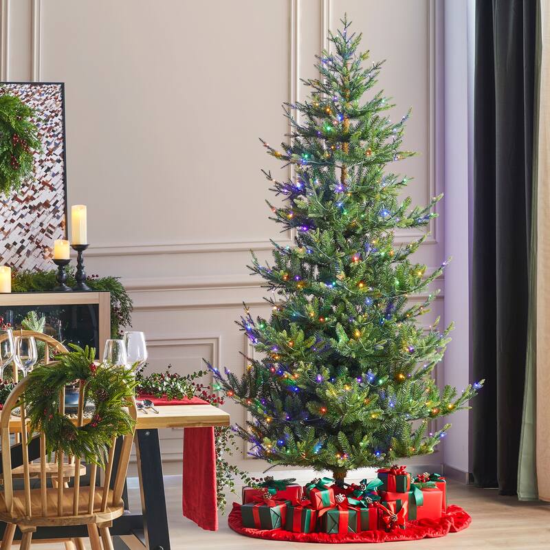 Glitzhome 6FT/7FT Multi-color Lighted Fir Christmas Tree with Remote Controller