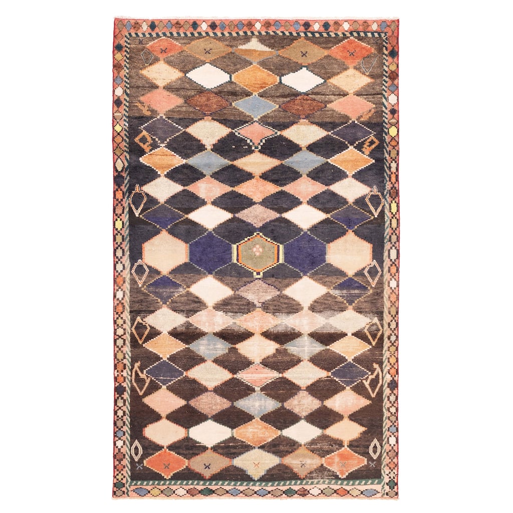 ECARPETGALLERY Hand-knotted Melis Vintage Navy Wool Rug - 5'5 x 9'2