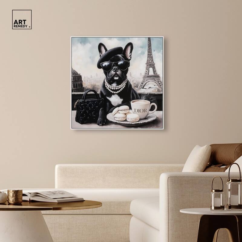 Frenchie in Paris Treats Canvas by Art Remedy