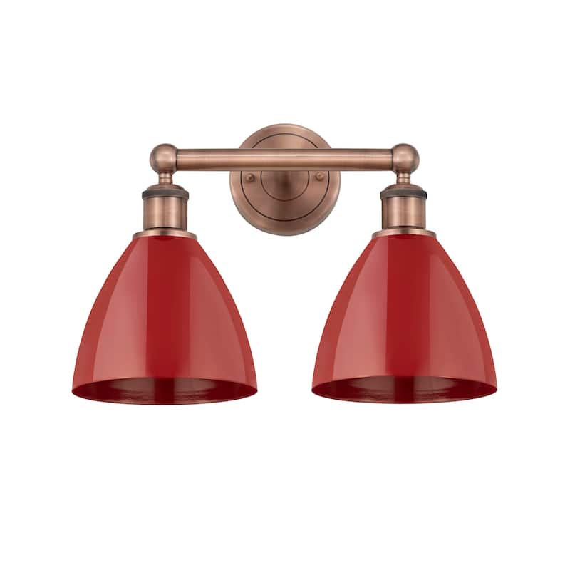 Innovations Lighting 616-2W-12-17 Plymouth Vanity Plymouth Dome 2 - Antique Copper / Red