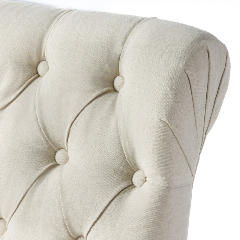 Tufted Accent Chair Set of 2, Mid-Century Modern Living Room Chairs with Wood Legs, Armless High-Back Dining Chair Kitchen Chair