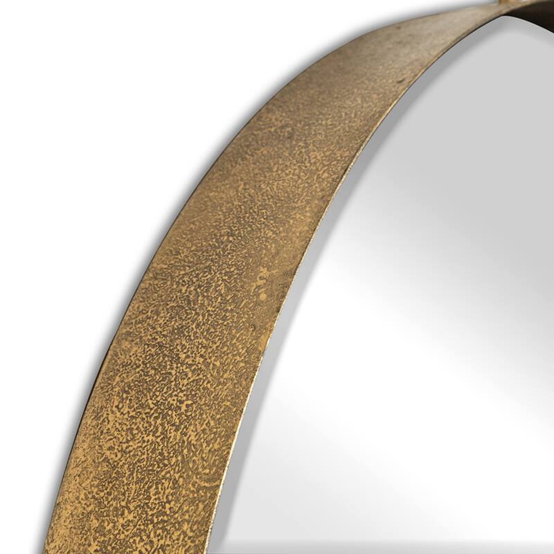 Golden Round Iron Frame Wall Mirror