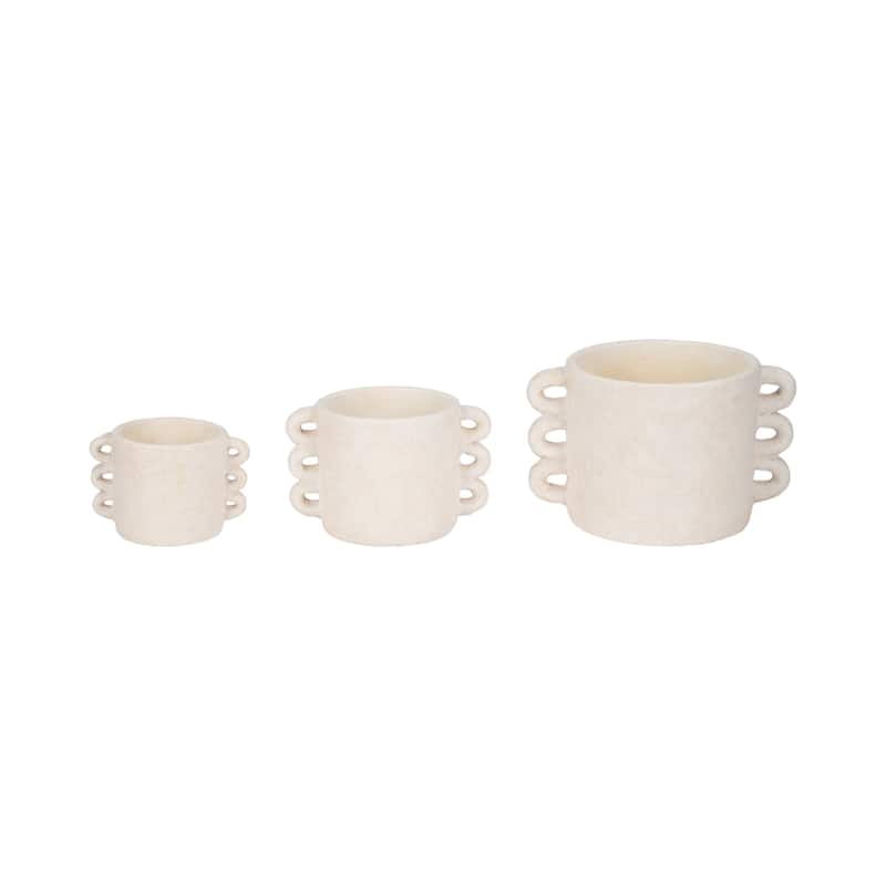 Pottery and Cement Planter Multi-Loop Handle Design Contemporary