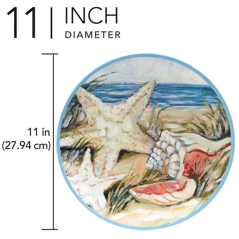Certified International Seacoast Melamine 11" Dinner Plates, Set of 6 - 11" Diameter x 1"