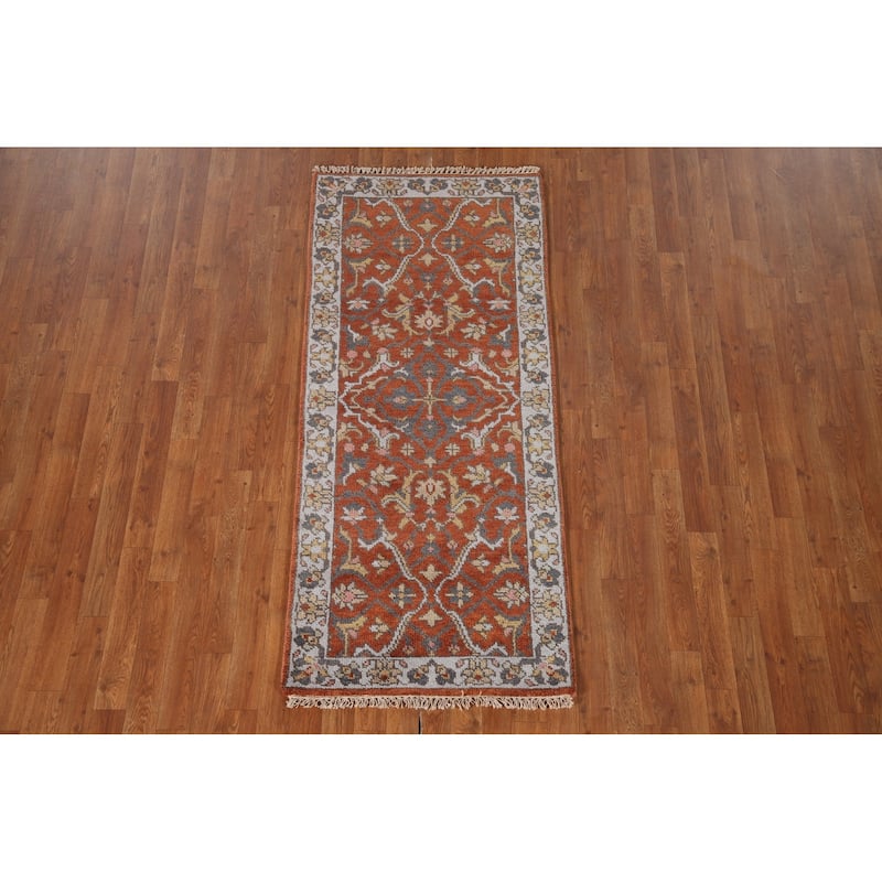 Orange Heriz Serapi Indian Area Rug Hand-knotted Wool Carpet - 2'7"x 5'11"