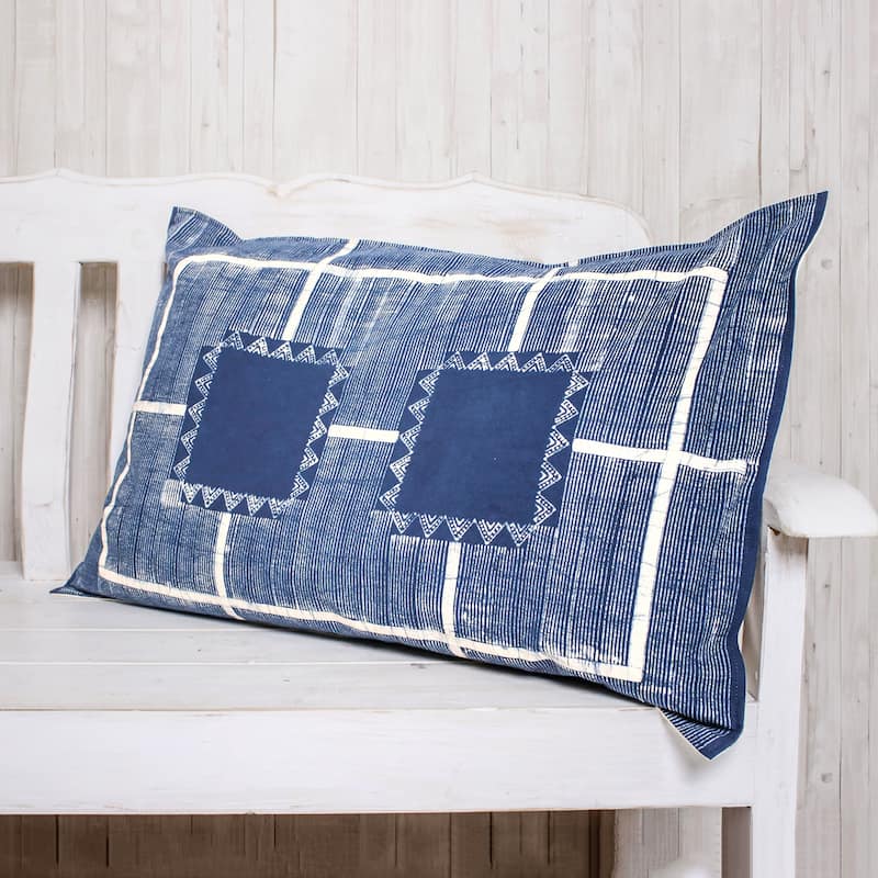 Novica Handmade Energetic Stripes Batik Cotton Sham