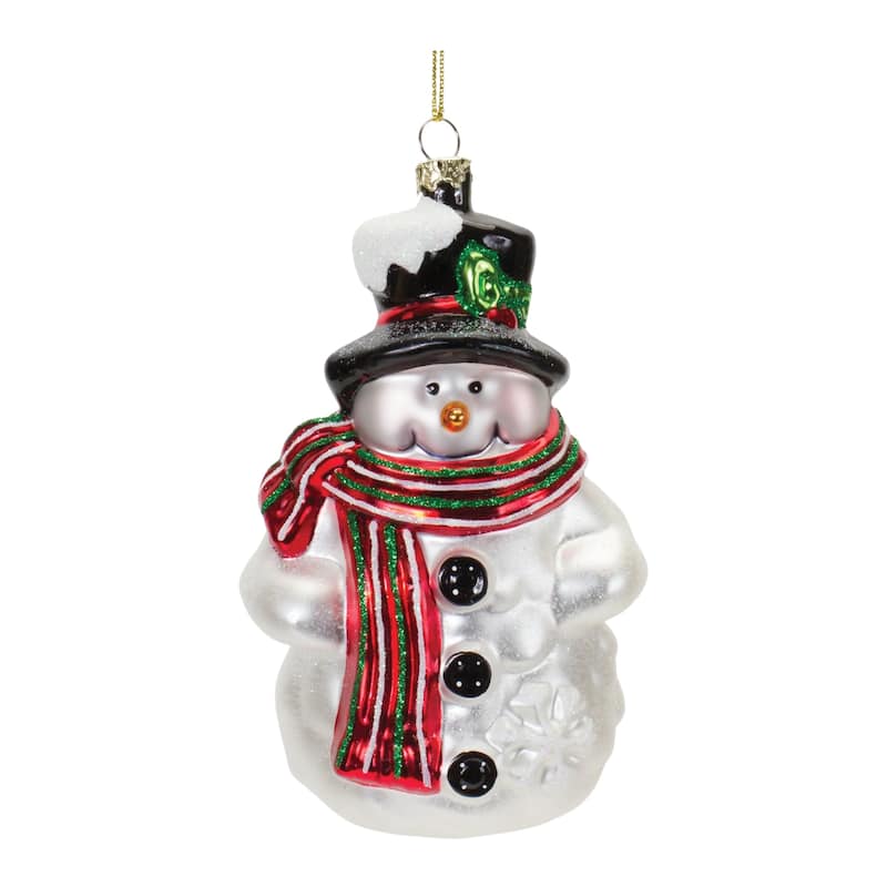 Set of 6 Glittered Glass Snowman Christmas Ornaments 5.25"