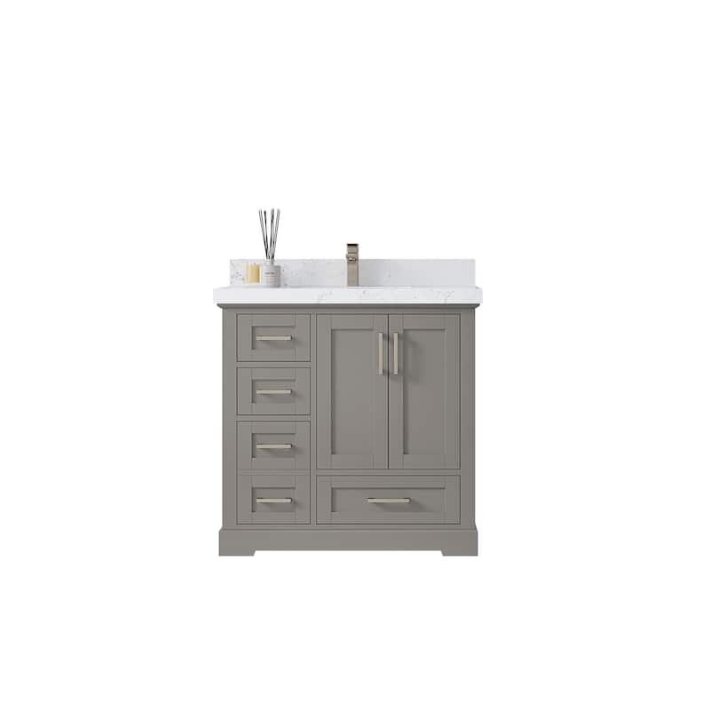 Willow Collections 36 x 22 Boston Center Sink Right Bathroom Vanity with Countertop