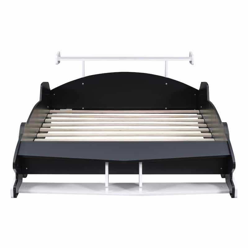 Race Car-Shaped Platform Bed with Wheels