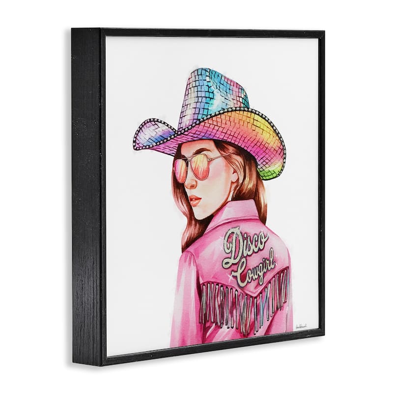 Stupell Pink Disco Cowgirl Framed Giclee Art Design By Amanda Greenwood