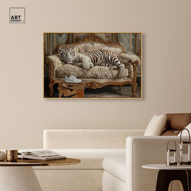 Lounging Sneaker Tiger Canvas by Art Remedy