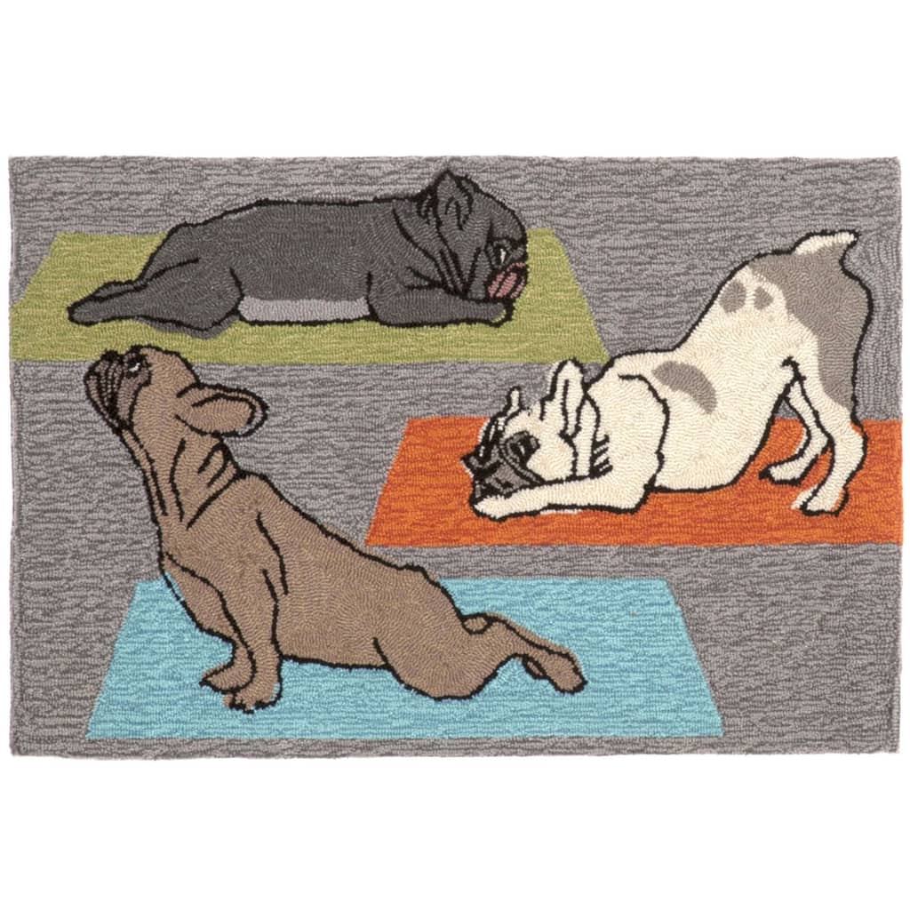 Liora Manne Frontporch Yoga Dogs Indoor/Outdoor Rug
