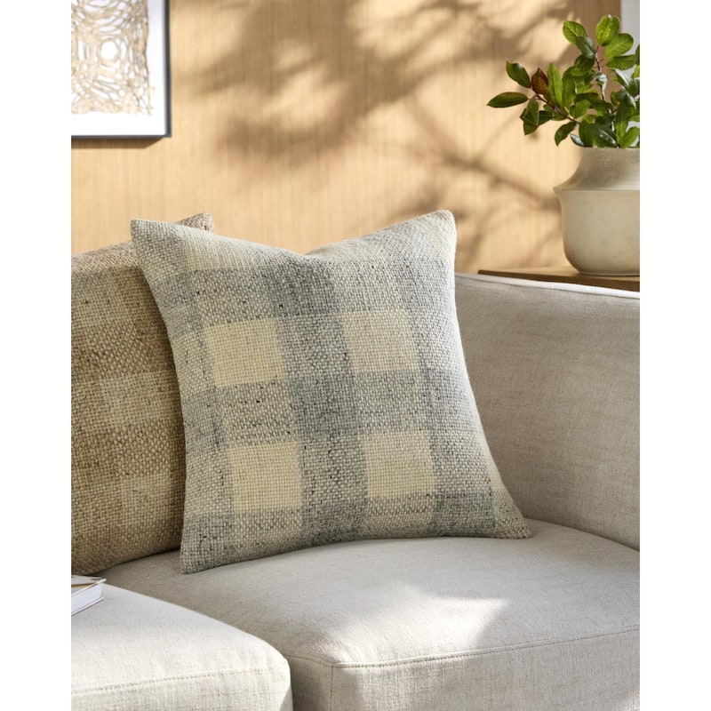Becki Owens x Livabliss Ladera Traditional Accent Pillow - Light Gray/Beige - 22"L x 22"W - Polyester