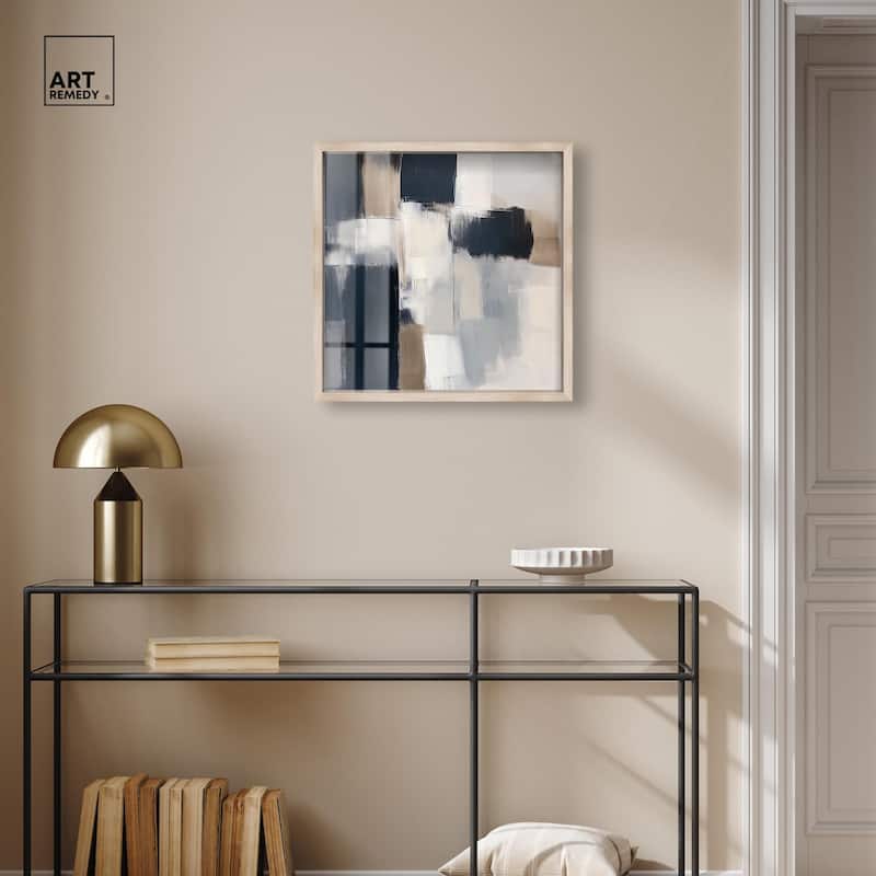 Blue and Tan Abstraction II Shadowbox by Art Remedy