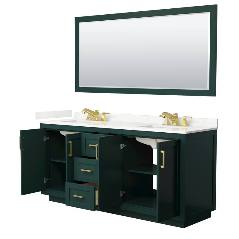 Miranda 72-inch Double Vanity, Quartz Top, 70-inch Mirror