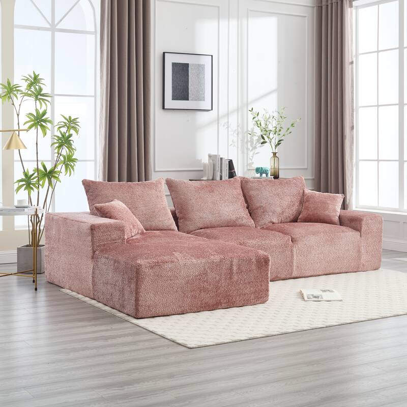 Floor Standing Chaise Lounge Couch L-shape Sectional Sofa with Ottoman