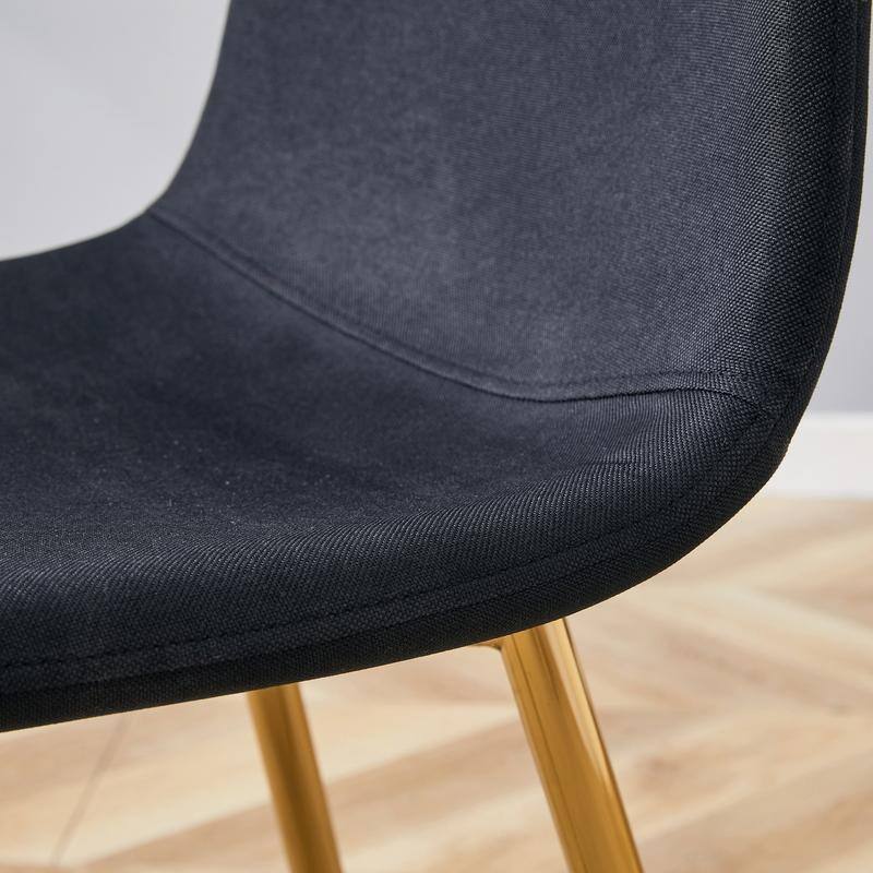 Set of 4 Modern Dining Chairs - Breathable Linen-Cotton Upholstery & Sturdy Integrated Metal Legs