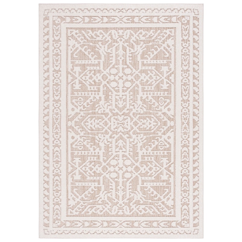 SAFAVIEH Global Orianne Indoor/ Outdoor Rug - 6'7" Square - Beige/Light Beige