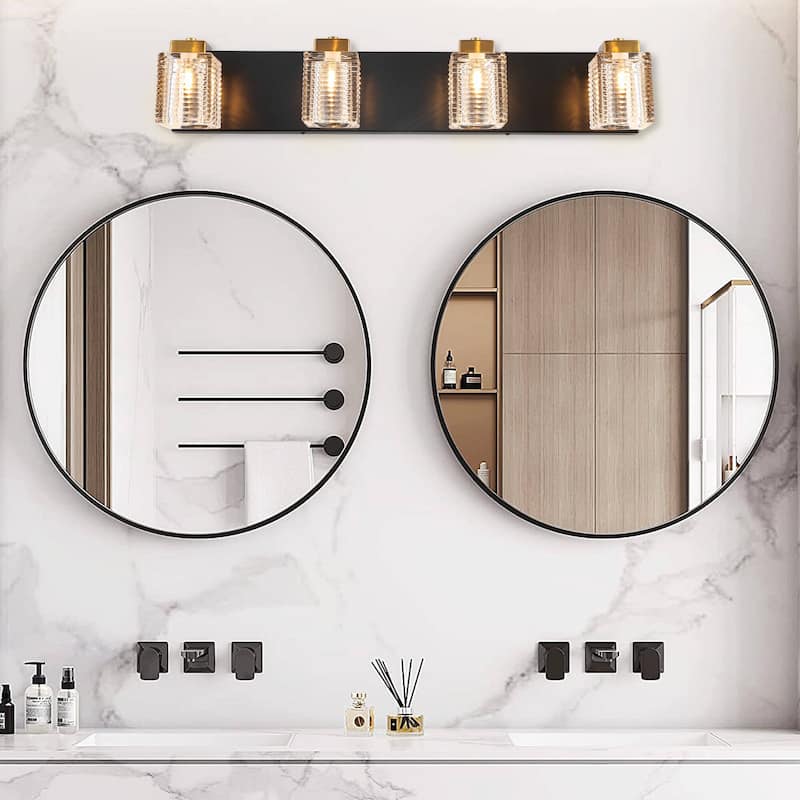 4 Lights Glass Vanity Wall Sconce For Bathroom