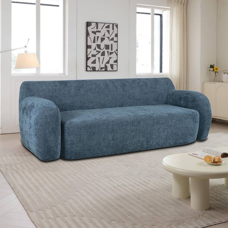 Modern Minimalist Bean Bag Sofa with High Resilience Foam Filling for Bedroom Living Room Apartment Dorm Room Lounge - Dark Blue