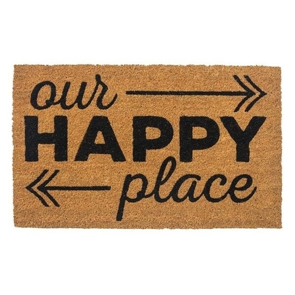 Entryways P2177 Happy Place Non Slip Coir Doormat