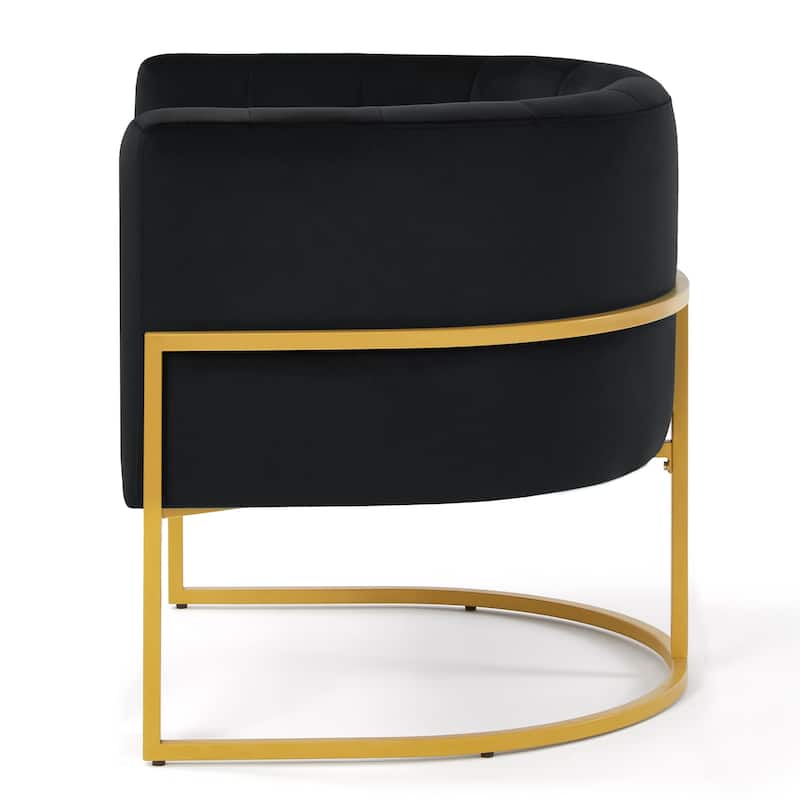 Upholstered Velvet Accent Chair with Golden Metal Stand,Leisure Chair with Curve Backrest