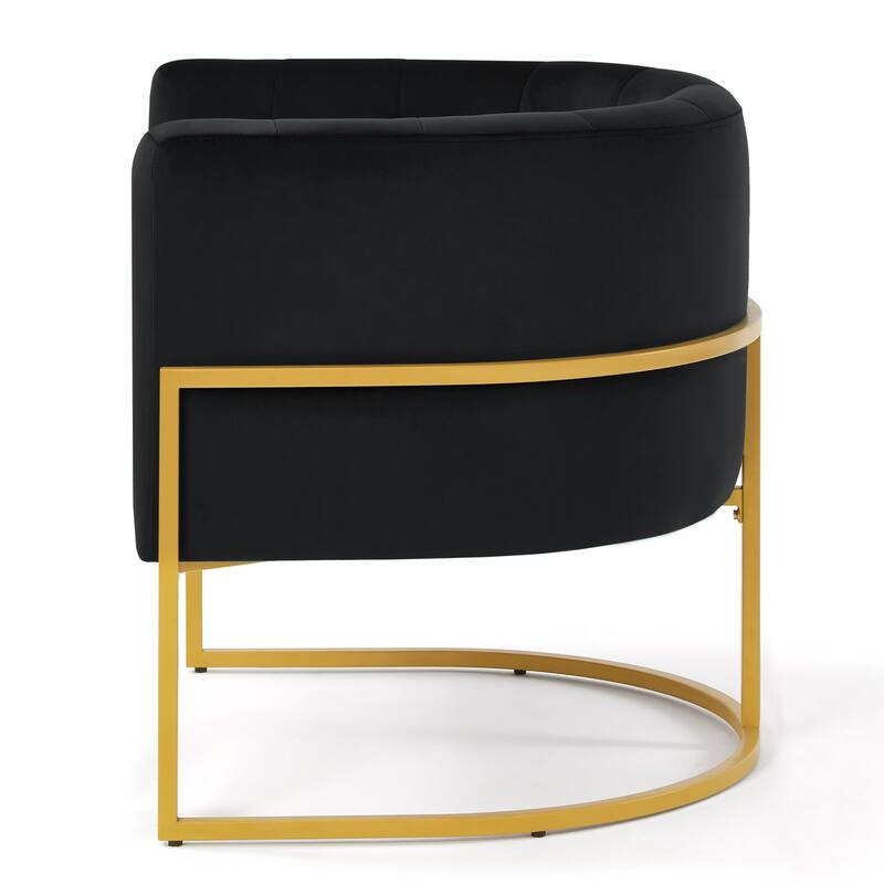 Upholstered Velvet Accent Chair with Golden Metal Stand,Mid-Century Living Room Leisure Chair with Curve Backrest