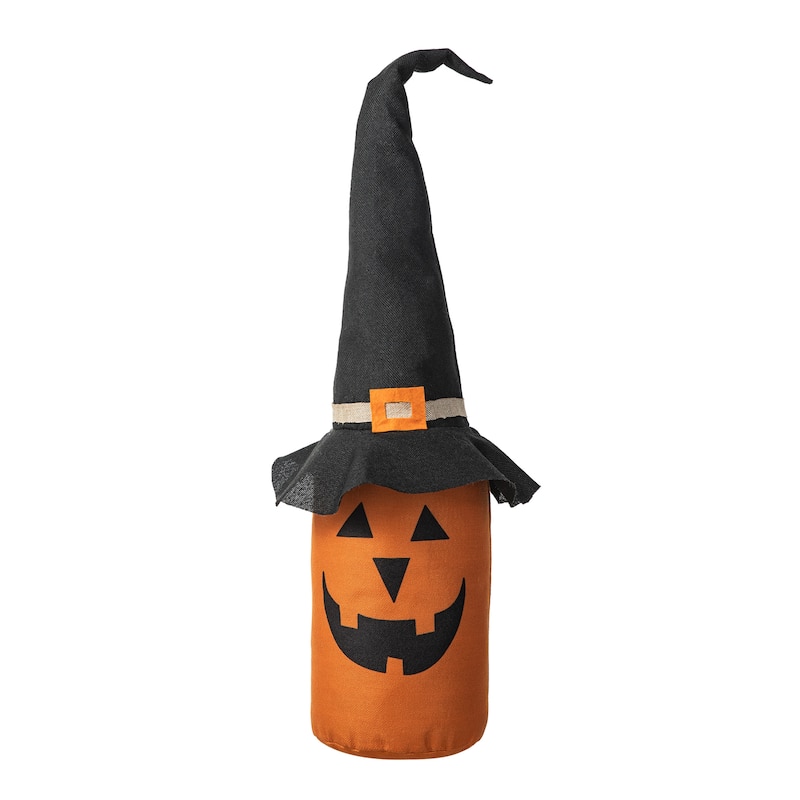 Glitzhome 24"H Halloween Linen Jack-O-Lantern Doorstop Porch Decor