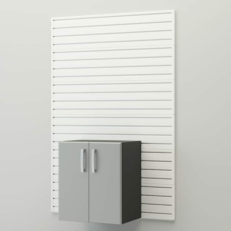 36 Piece Slatwall Panel, Cabinet, Hook, Bin, Shelf and Workstation Storage Set