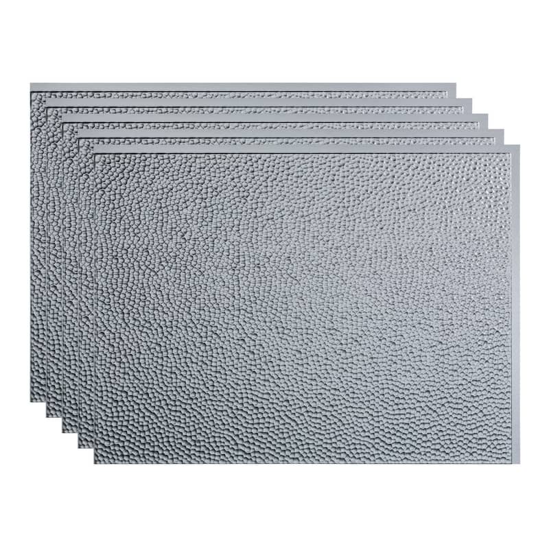 FASÄDE Hammered Decorative Vinyl Backsplash Panel - 5 Pack - Argent Silver