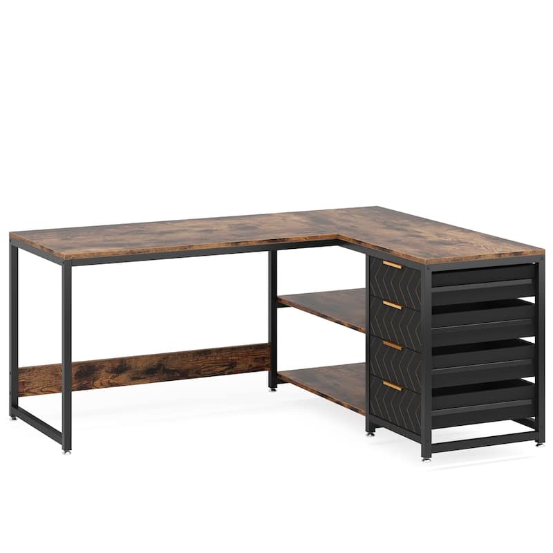 59" Industrial L-Shaped Desk