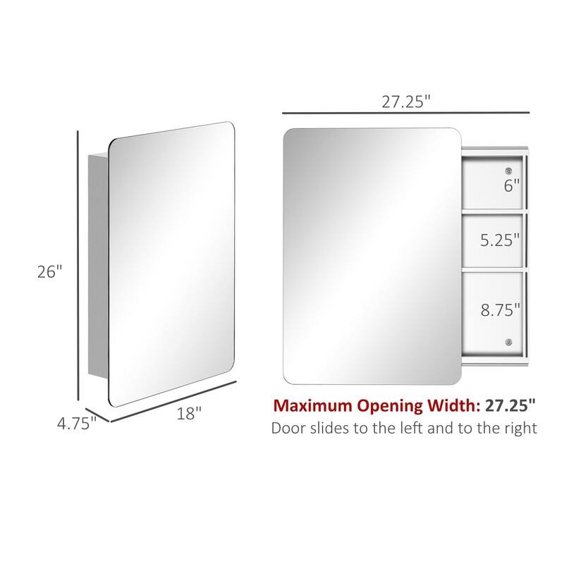 Wall Mount Bathroom Medicine Cabinet with Sliding Mirror Door