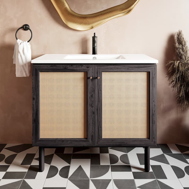 Classe Bathroom Vanity in Oak - 36 - Black