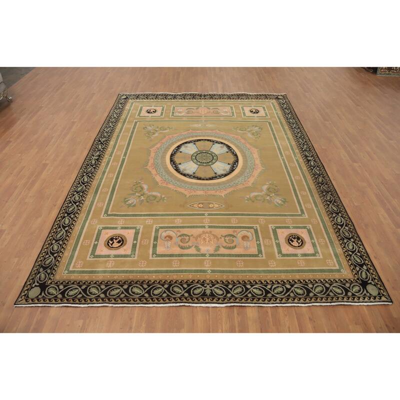 Hand-knotted Traditional Wool Brown Geometric Oriental Area Rug - 11' 8'' X 8' 9''