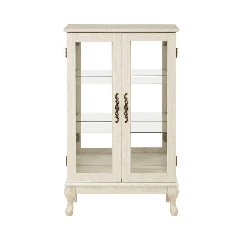 Display cabinet with tempered glass door - White