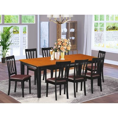 9-Piece Dining Set - Rectangular Table with Butterfly Leaf & 8 Chairs - Black Cherry Finish