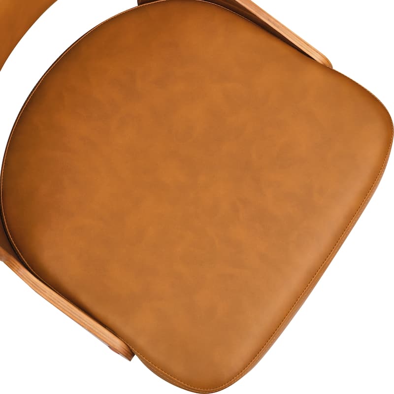 26.in Modern Set of 2 Leather Bar Stool Swivel Upholstered Hollow Back Counter Height Barstool with Wood Frame