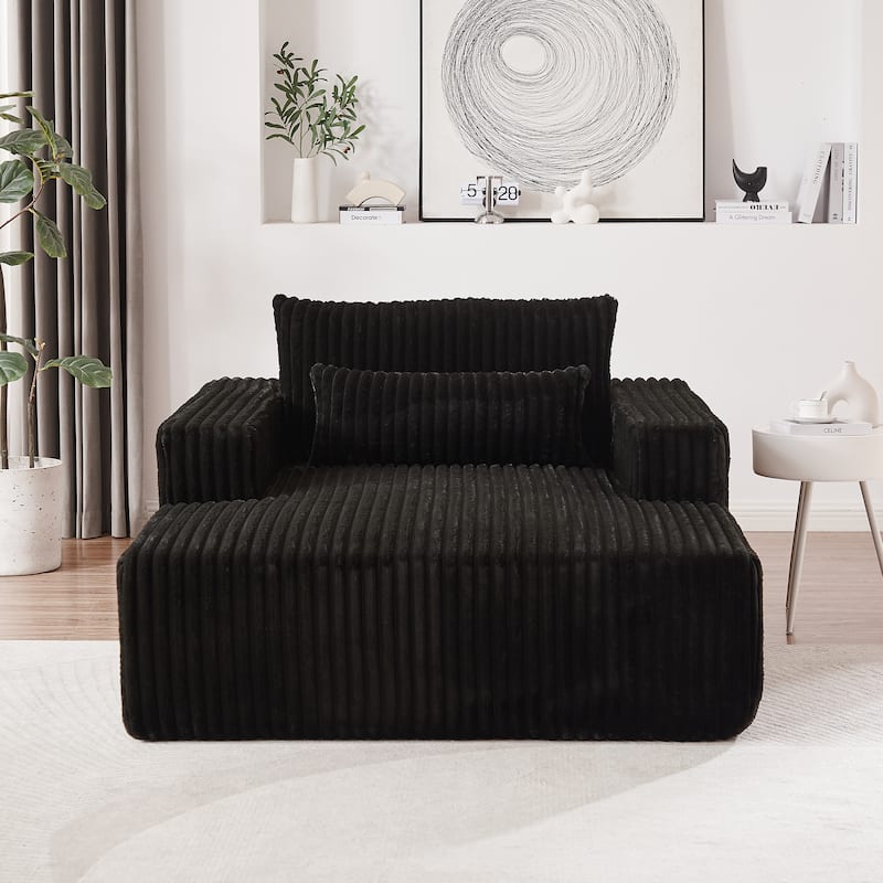 Modern 75" Corduroy Lounge Chair, Soft and Comfortable Sleeper Sofa with Pillow Support for Indoor Spaces