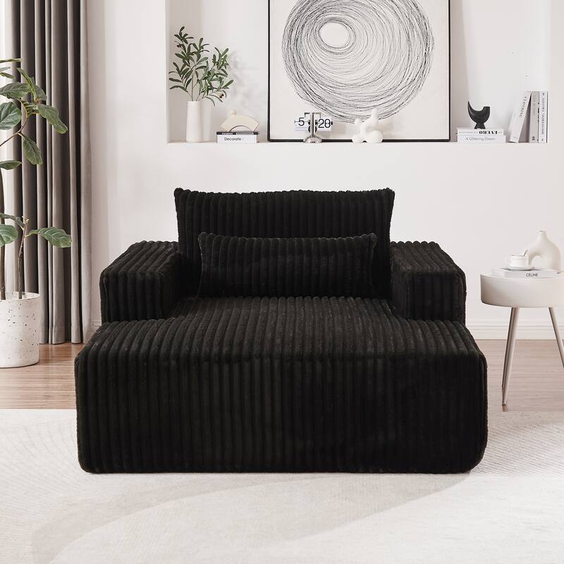 Plush Corduroy Fabric Modular Cloud Sofa with Backrest Pillow for Livingroom 75-Inch Fluffy Sleeper Sofa Bed